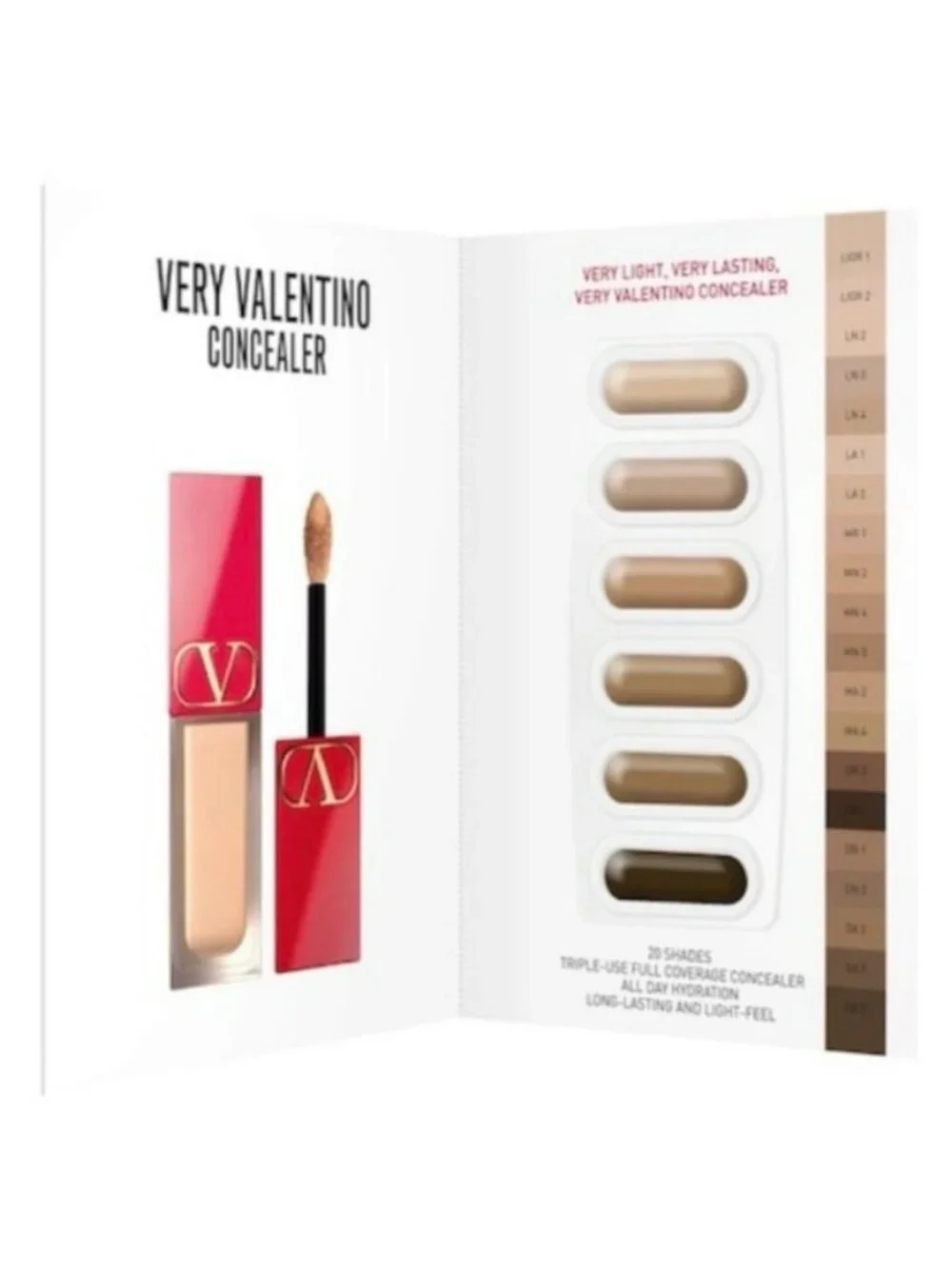 Very Valentino Concealer Sample Card - 6 Shade - Bundle of 4 Cards NEW